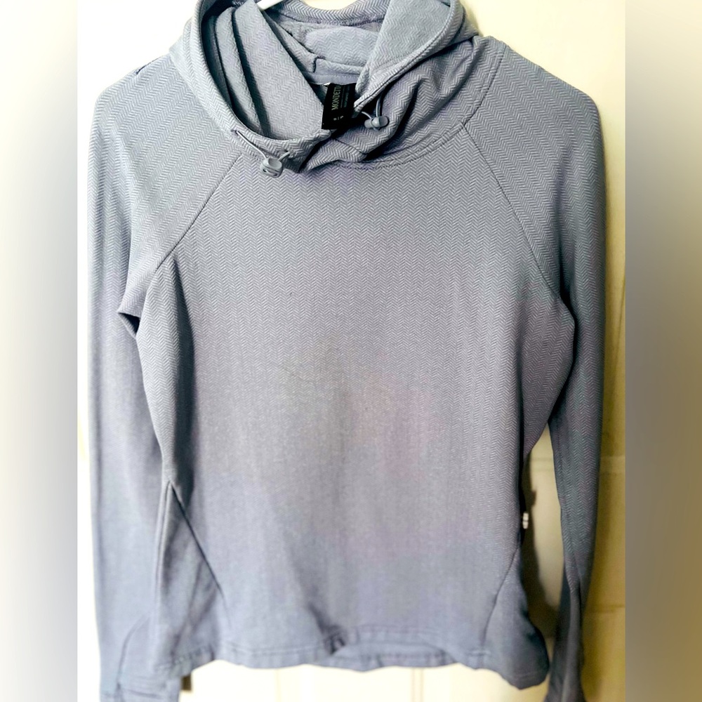 Mondetta women’s gray herringbone running hoodie small